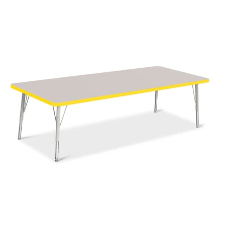 Jonti-Craft Berries Rectangle Activity Table, 30 in. x 72 in., E-height, Freckled Gray/Yellow/Gray 6413JCE007